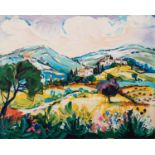 JACQUES BOLORÉ (1921) ARTIST SIGNED ORIGINAL COLOURED LITHOGRAPH French landscape with village and
