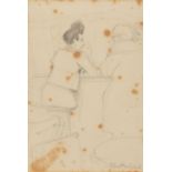 HARRY RUTHERFORD (1903-1985) PENCIL SKETCH Two figures at a bar Signed 6 ¾? x 4 ¾? (17.1cm x 12cm)