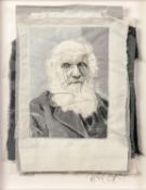 TRACEY COVERLEY (b.1970) FABRIC AND THREAD PORTRAIT?Darwin? Signed and titled Framed and glazed