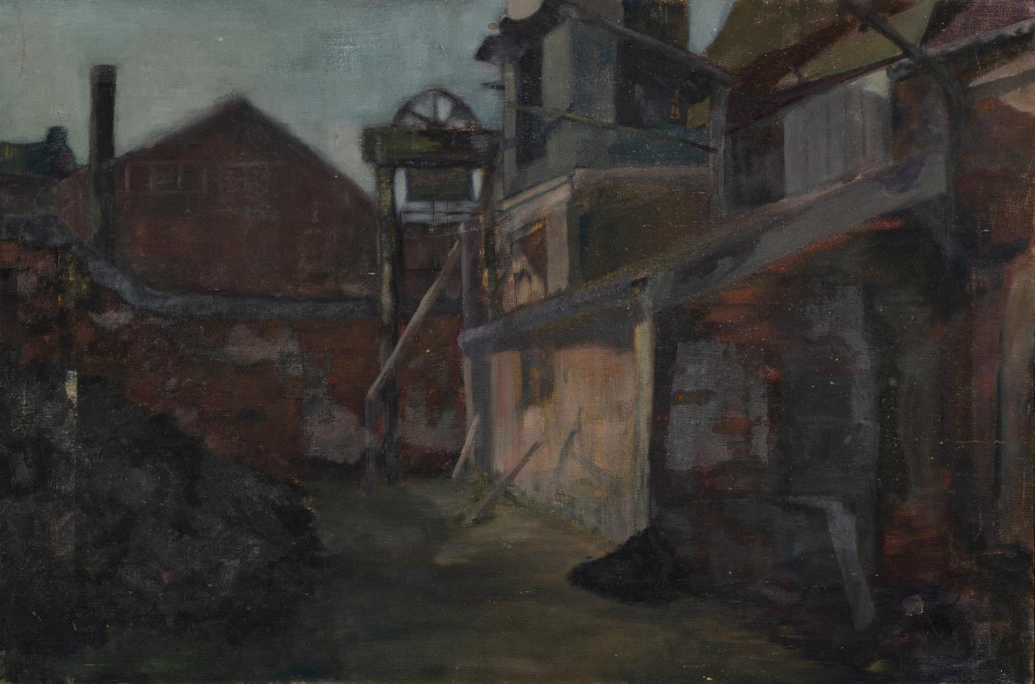 ATTRIBUTED TO TOM BROWN (1933-2017) OIL ON CANVAS Coal mine buildings Unsigned 16? x 24? (40.6cm x