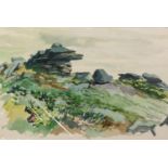 IAN GRANT (1904 - 1993) WATERCOLOUR DRAWING Rocky Outcrop Signed lower right 14 x 21in (36 x 53.