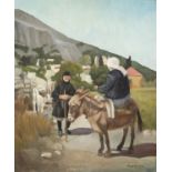 †ROGER HAMPSON (1925 - 1996) OIL PAINTING ON CANVAS Peasant Women, Rhodes Signed lower right,