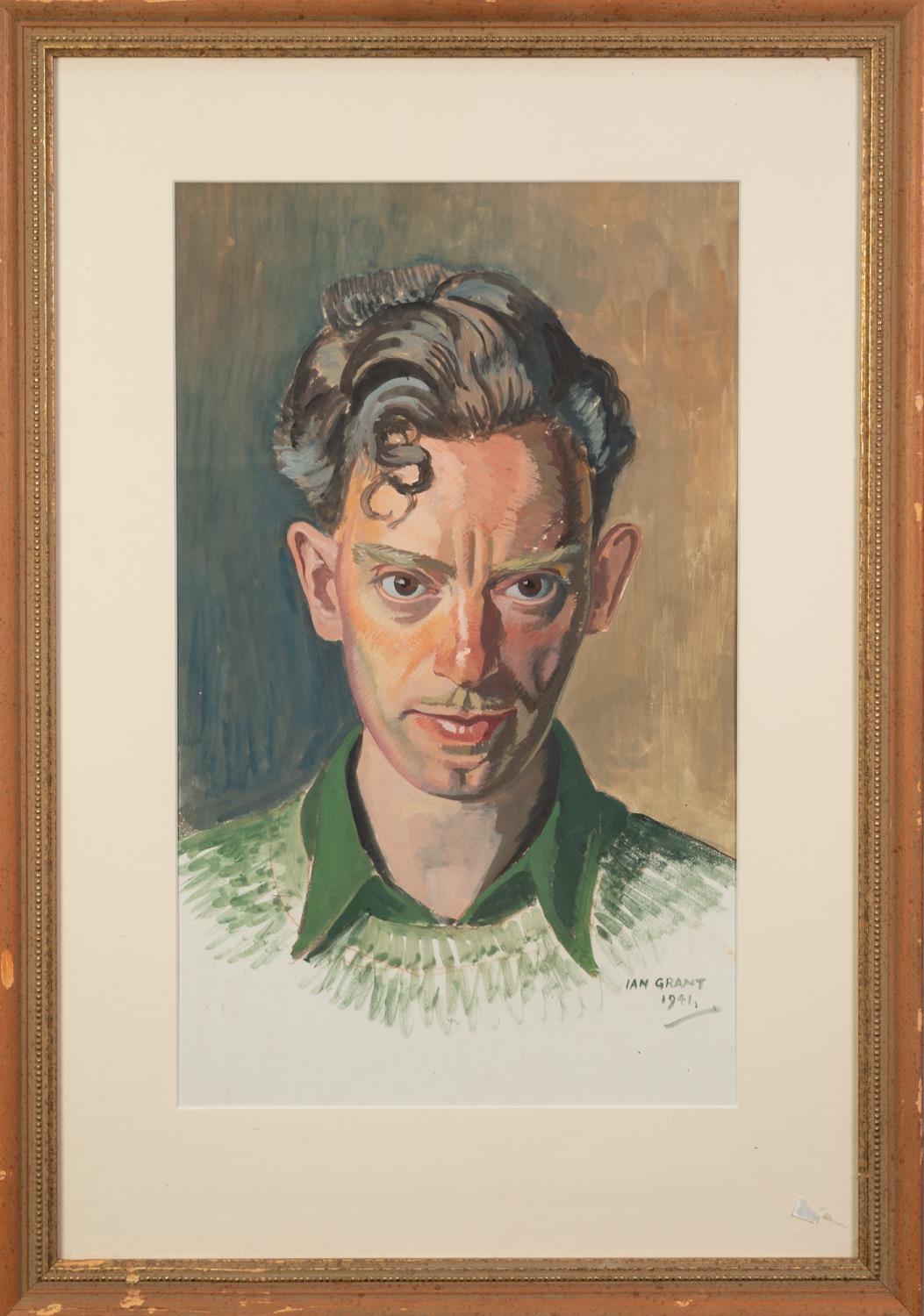 IAN GRANT (1904 - 1993) GOUACHE DRAWING Self Portrait Signed and dated 1941 lower right and labelled - Image 2 of 2