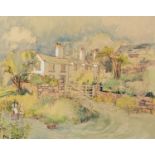 DANIEL GLEESON (TWENTIETH CENTURY) WATERCOLOUR DRAWING, heightened in white ?Rottington? Manor Farm?