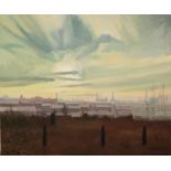 †ROGER HAMPSON (1925 - 1996) OIL PAINTING ON CANVAS Bolton Sunrise Signed lower right, titled and