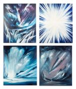 BARRY STOCKTON (MODERN) FOUR ACRYLICS ON CANVAS ?Ice Storm? Two signed and dated 2012 and 2013 23 ½?