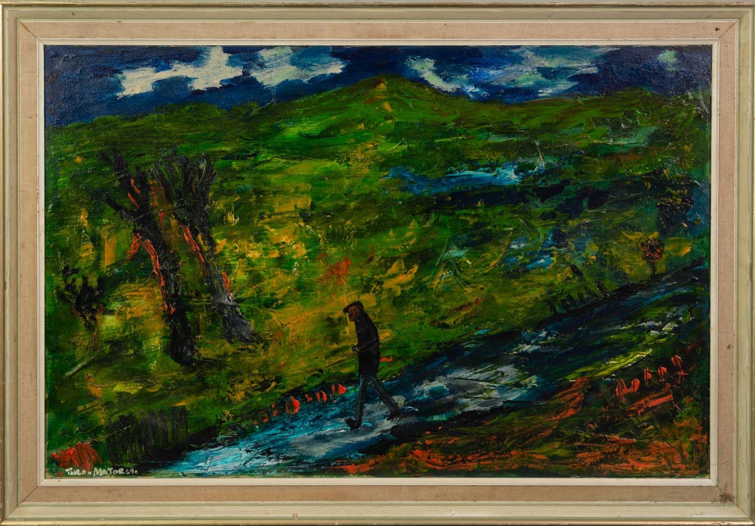 AFTER THEODORE MAJOR OIL ON BOARD?Wigan Man in Landscape? Signed and dated (19)69, faintly titled - Image 2 of 2