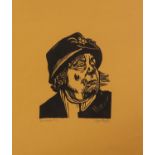 ROGER HAMPSON (1925 - 1996) LINOCUT ON BUFF PAPER Mrs Crompton Signed, titled and numbered 6/10 in