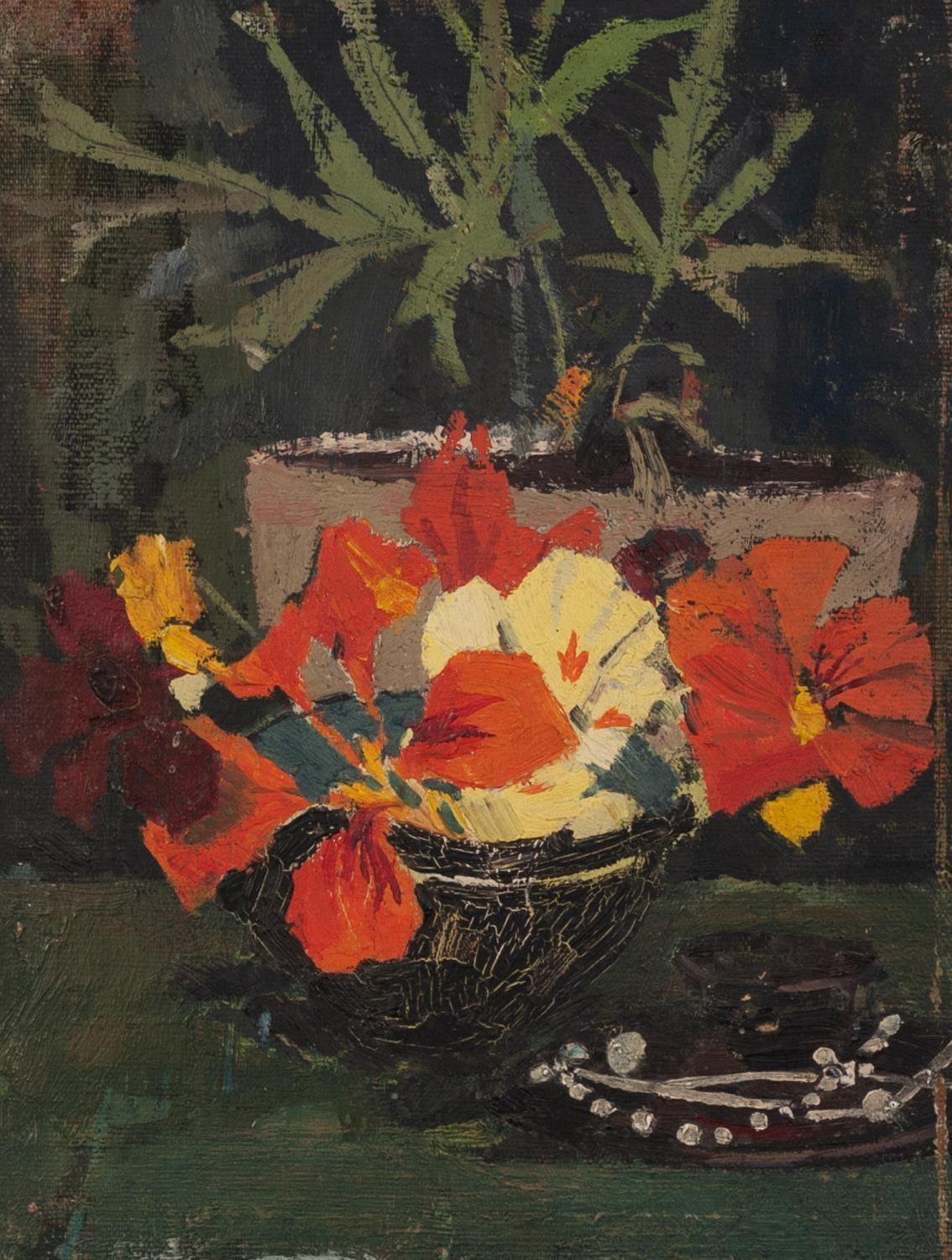 ATTRIBUTED TO HARRY RUTHERFORD TWO OIL PAINTINGS ON BOARD 'House Plants' 11in x 8 1/4in (28 x