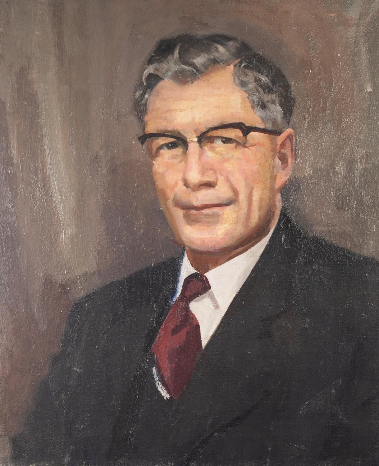 HARRY RUTHERFORD (1903 - 1985)OIL PAINTING ON CANVAS Portrait of a gentleman wearing spectacles