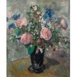 THOMAS DURKIN (1928-1990) OIL ON CANVAS Still Life-vase of flowers Signed 24? x 20? (61cm x 50.