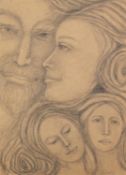 GOLDA ROSE (1921-2016) THREE PENCIL FACE PORTRAITS?Searching??Adoration? Signed and dated 1991 and