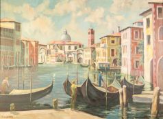 CHANDOS (Italian, post-war) OIL PAINTING ON CANVAS St Geremia Church, Grande Canal, Venice Signed