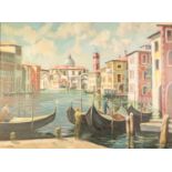CHANDOS (Italian, post-war) OIL PAINTING ON CANVAS St Geremia Church, Grande Canal, Venice Signed