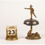 EARLY 20th CENTURY BRASS HARLEQUIN COUNTER TOP/RECEPTION BELL, the domed steel bell with spring