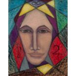 GOLDA ROSE (1921-2016) ACRYLIC ON BOARD ?The Magician, (The Mage)?, female portrait with symbols
