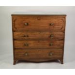 LATE GEORGIAN MAHOGANY SECRETAIRE CHEST, the plain reeded edge top above a fall-front secretaire