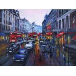 CSILLA ORBAN (b.1961) OIL ON BOX CANVAS?Regent Street, London III?Signed 30? x 40? (76.2cm x 101.