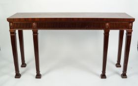 REPRODUCTION ADAM REVIVAL MAHOGANY SIDE TABLE, the plain rectangular top above a fluted and