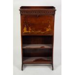 CHINESE CHIPPENDALE STYLE MAHOGANY SECRETAIRE, with three-quarter gallery top, blind fret carved