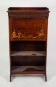 CHINESE CHIPPENDALE STYLE MAHOGANY SECRETAIRE, with three-quarter gallery top, blind fret carved