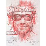 ZINSKY (MODERN)COLOURED PENCIL DRAWING ON PAPER?Bono, U2? Signed 11? x 8? (28cm x 20.3cm)
