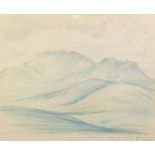 NAOMI LANG CRAYON DRAWING South African landscape, ?Colesberg? Signed, titled and dated ?March 14th?