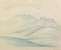 NAOMI LANG CRAYON DRAWING South African landscape, ?Colesberg? Signed, titled and dated ?March 14th?