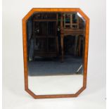 GOOD QUALITY EARLY 20th CENTURY RECTANGULAR BEVEL EDGE WALL MIRROR, with canted corners, in mahogany