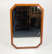 GOOD QUALITY EARLY 20th CENTURY RECTANGULAR BEVEL EDGE WALL MIRROR, with canted corners, in mahogany
