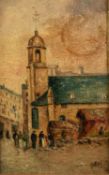 F.H. CANNELL OIL PAINTING ON PANEL ?The late St Matthews Old Church, Market Place, Douglas?