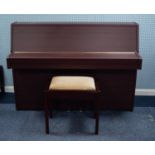 YAMAHA E108 MODERN WALNUT CASED UPRIGHT PIANOFORTE, iron framed and overstrung, serial number