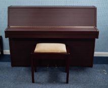 YAMAHA E108 MODERN WALNUT CASED UPRIGHT PIANOFORTE, iron framed and overstrung, serial number