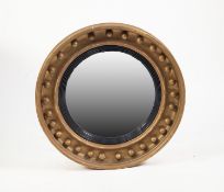 19th CENTURY GILT CONVEX MIRROR, the circular cavetto frame applied with balls and with an