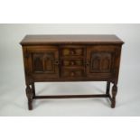 JAYCEE SEVENTEENTH CENTURY STYLE MODERN REPRODUCTION OAK SMALL DRESSER, the oblong top above three