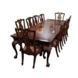 GOOD QUALITY CHIPPENDALE REVIVAL MAHOGANY BOARDROOM OR DINING ROOM SUITE comprising an extending