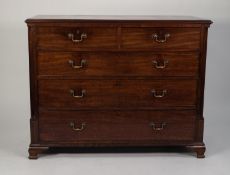 GEORGE III MAHOGANY CHEST OF DRAWERS, the moulded oblong top above two short and three long,