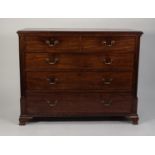 GEORGE III MAHOGANY CHEST OF DRAWERS, the moulded oblong top above two short and three long,