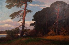 N. HELLGREWE (Early 20th Century) OIL ON CANVAS Woodland landscape Signed lower right 31 x 47in (