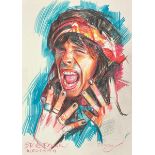 ZINSKY (MODERN) COLOURED PENCIL DRAWING ON PAPER?Steve Tyler, Aerosmith? Signed 11? x 8? (28cm x