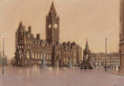 MARC GRIMSHAW (b.1957) PASTEL DRAWING Albert Square, Manchester Signed 11? x 15 ¼? (28cm x 38.7cm)