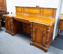 LAMB OF MANCHESTER, IMPRESSIVE CARVED POLLARD OAK SIDEBOARD, NUMBERED 6526, the triple panelled back