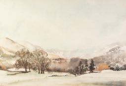 DAVID M. HARRISON (TWENTIETH CENTURY) WATERCOLOUR DRAWING ?Escape to the Hills? Signed, titled to