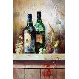 JOSE MANUEL REYES (b.1963) OIL ON BOARD?Vino Anejo III? Signed, titled to gallery label verso 24?