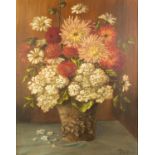 P. RUTTNER (Continental mid 20th Century) OIL ON BOARD Flowers in a vase Signed lower right 20 x