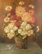 P. RUTTNER (Continental mid 20th Century) OIL ON BOARD Flowers in a vase Signed lower right 20 x