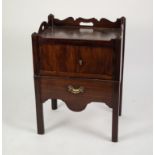 GEORGE III MAHOGANY TRAY-TOP NIGHT COMMODE, the altered and adapted pull-out chamber pot drawer
