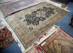 FINELY KNOTTED PAKISTAN 'KASHAN' PATTERN RUG with quatrefoil petal pattern medallion with pendants