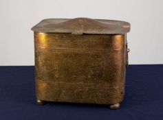 AN INTER-WAR YEARS HERMAN SMITH FABRICATION 'MASTERCRAFT' BRASS LACQUERED BRASS COAT/LOG BIN and