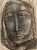 GOLDA ROSE (1921-2016) Graphite, heightened in blue Head of a Woman Signed 10 ½? x 7 ¾? (26.7cm x